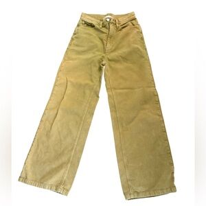 BDG High Rise Wide Leg Corduroy Pants Womens 26 Sage 5 Pockets Button Fly